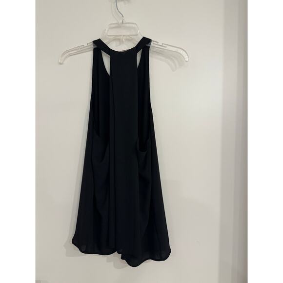 LOFT Black Racerback Tank Top | Size Large | Flowy Chiffon Blouse - Picture 2 of 8